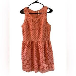 Xhaliration Coral lace dress zip‎ back size large